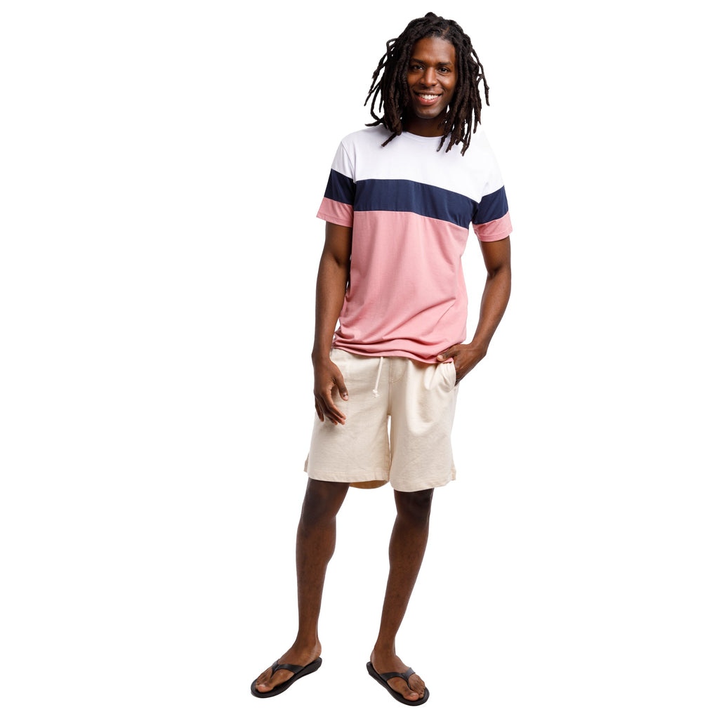 Short Sleeve Color Block Crew Neck Tee