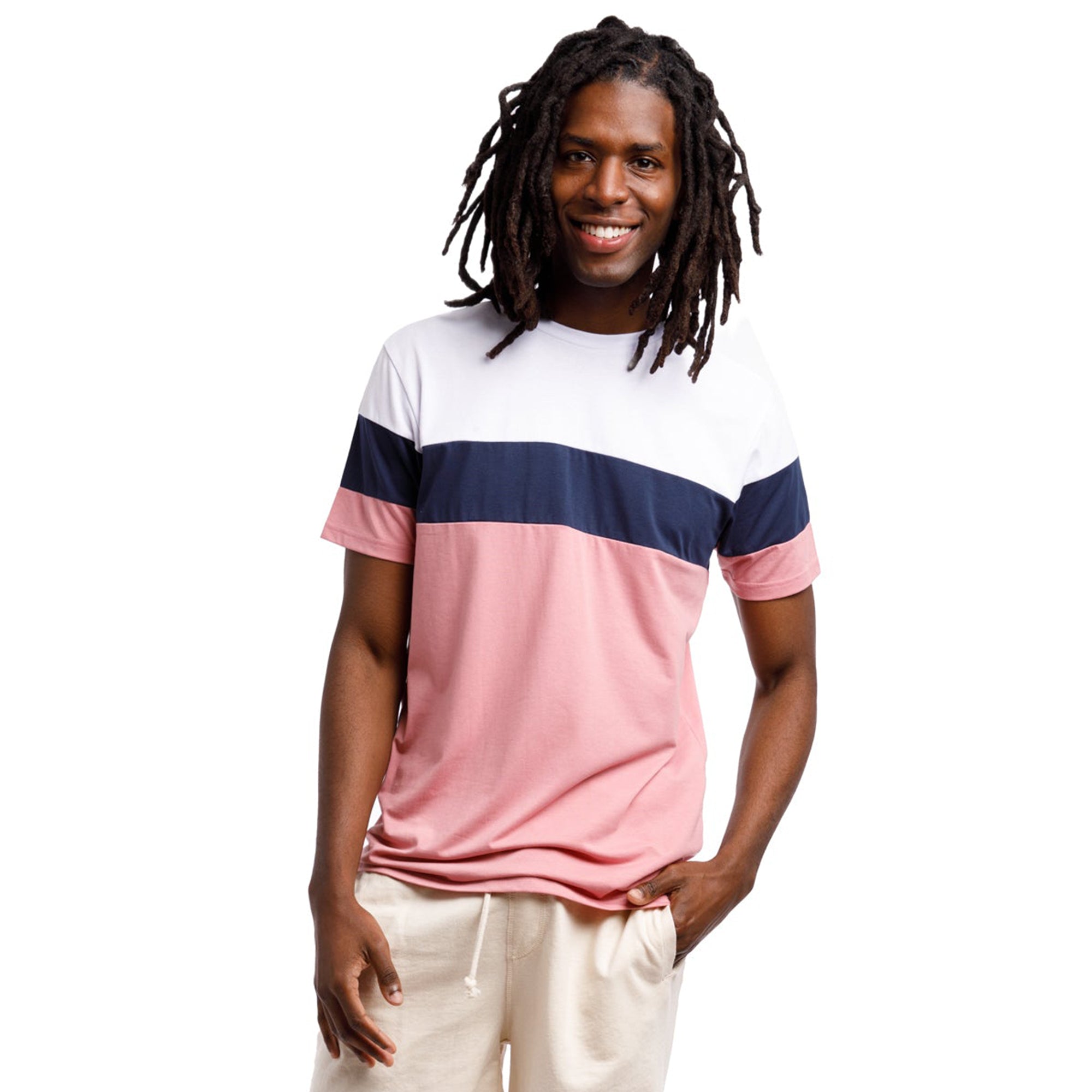 Short Sleeve Color Block Crew Neck Tee