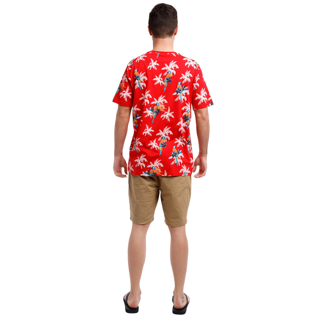 Printed Stretch Short Sleeve Crew Neck Tee | Parrot Paradise