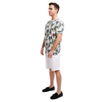 Organic Heather Short Sleeve Printed Crew Neck Tee | Tropical Palms