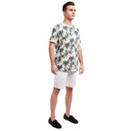 Organic Heather Short Sleeve Printed Crew Neck Tee | Tropical Palms