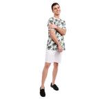 Organic Heather Short Sleeve Printed Crew Neck Tee | Tropical Palms