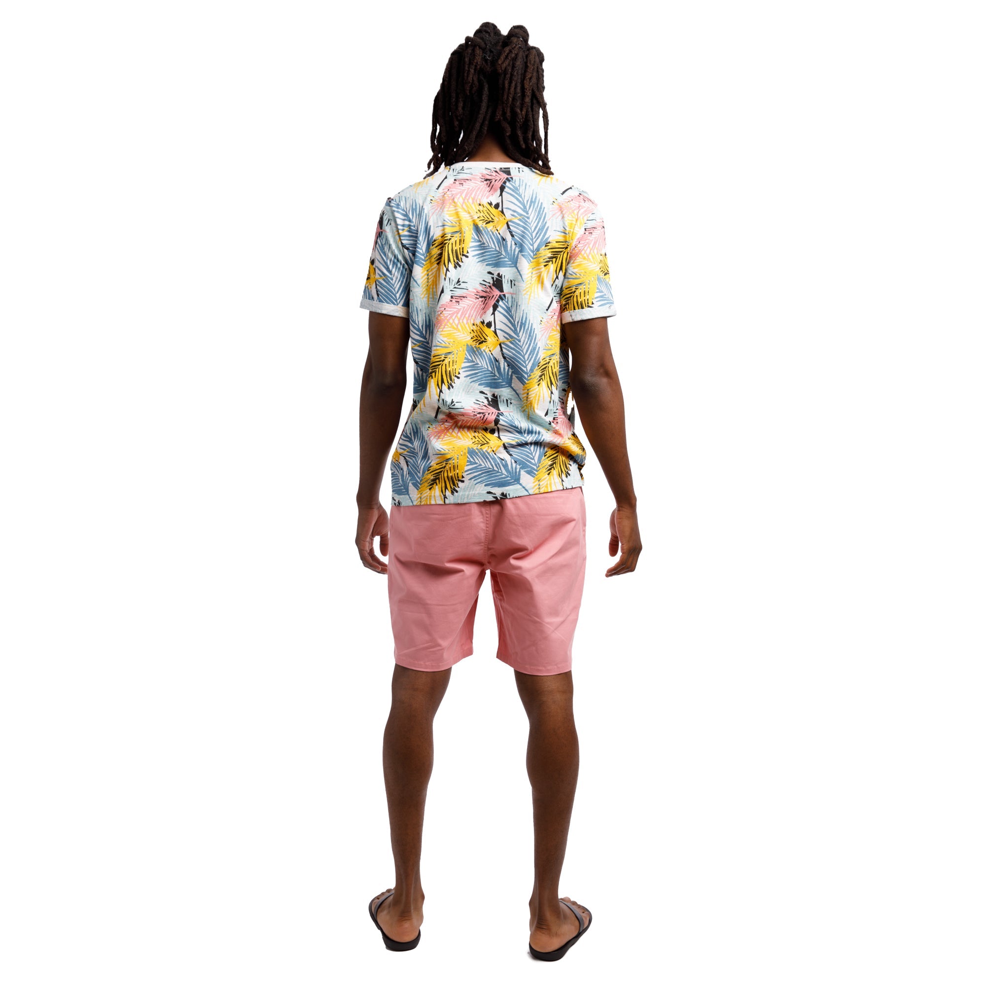 Organic Heather Short Sleeve Printed Crew Neck Tee | Multi Color Leaf