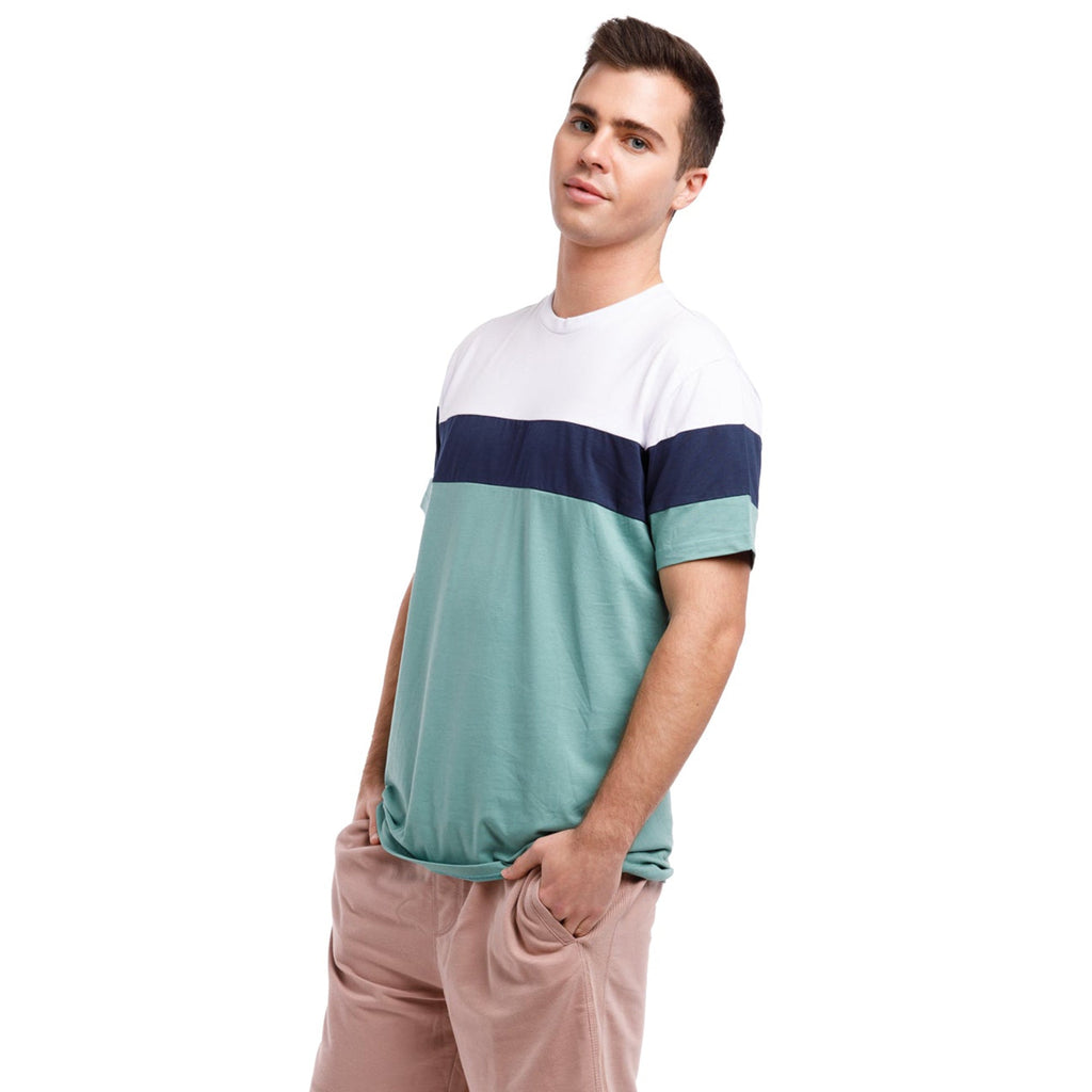 Short Sleeve Color Block Crew Neck Tee