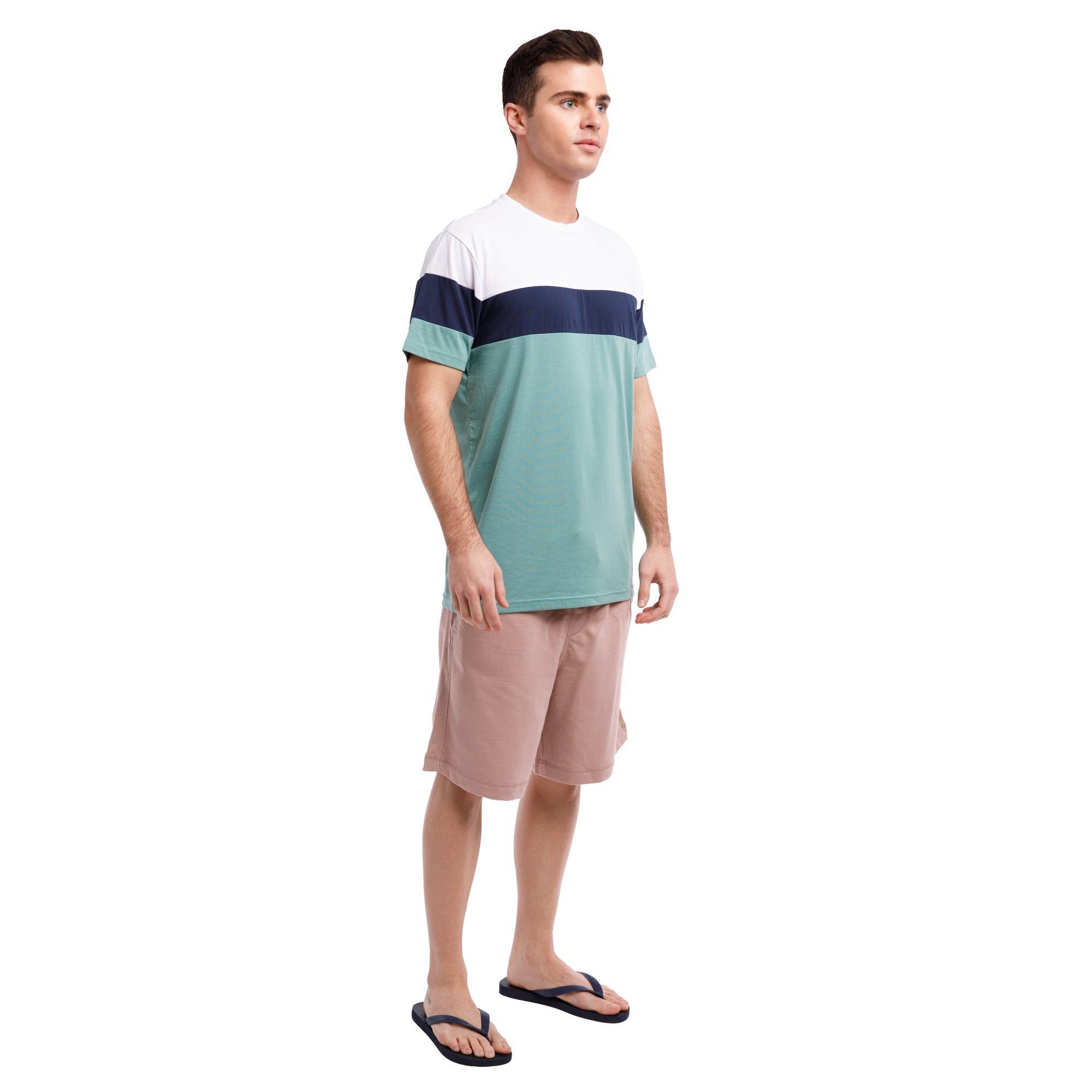 Short Sleeve Color Block Crew Neck Tee