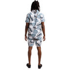 Printed Poplin Short Sleeve Button Up Shirt | Mint Tropical Leaves