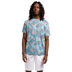 Printed Stretch Short Sleeve Crew Neck Tee | Flamingo Paradise