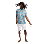 Printed Stretch Short Sleeve Crew Neck Tee | Flamingo Paradise