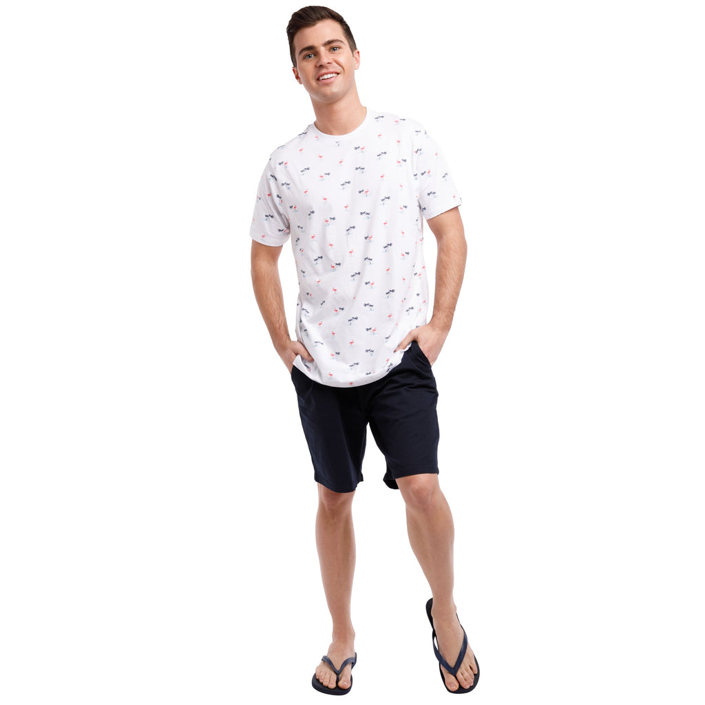 Super Soft Short Sleeve Printed Crew Neck | Flamingos & Palms