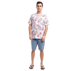 Printed Stretch Short Sleeve Crew Neck Tee | Flamingo Paradise