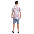 Printed Stretch Short Sleeve Crew Neck Tee | Flamingo Paradise