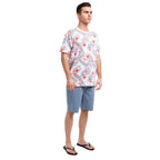 Printed Stretch Short Sleeve Crew Neck Tee | Flamingo Paradise