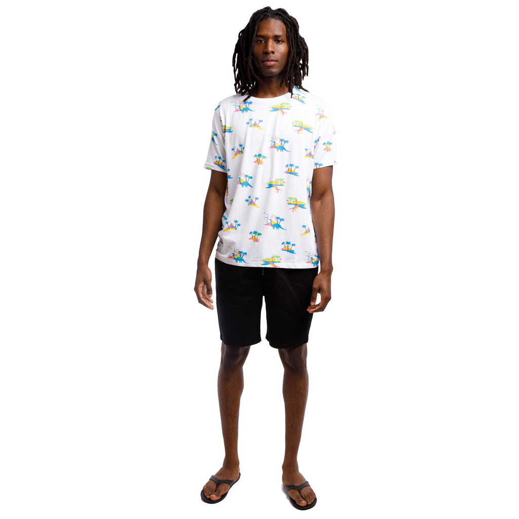 Printed Stretch Short Sleeve Crew Neck Tee | Jurassic Palms
