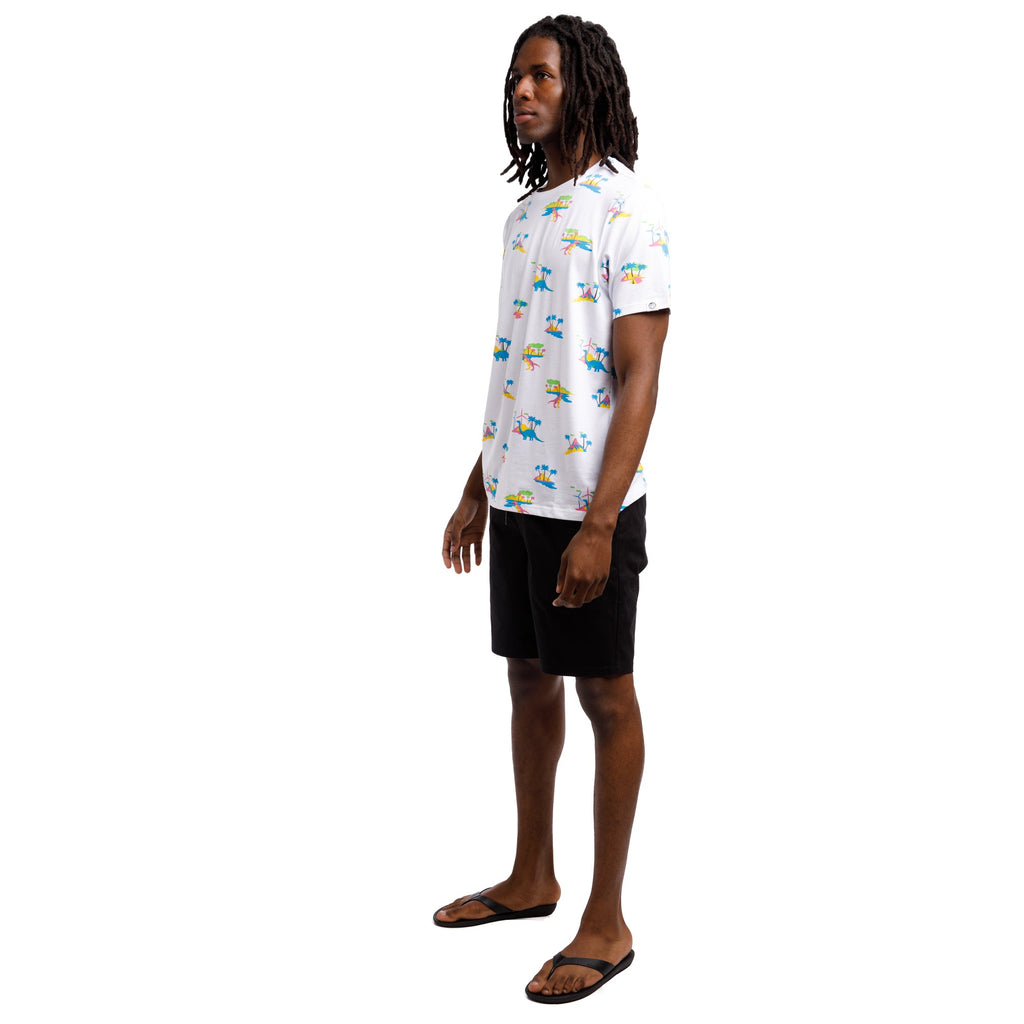 Printed Stretch Short Sleeve Crew Neck Tee | Jurassic Palms