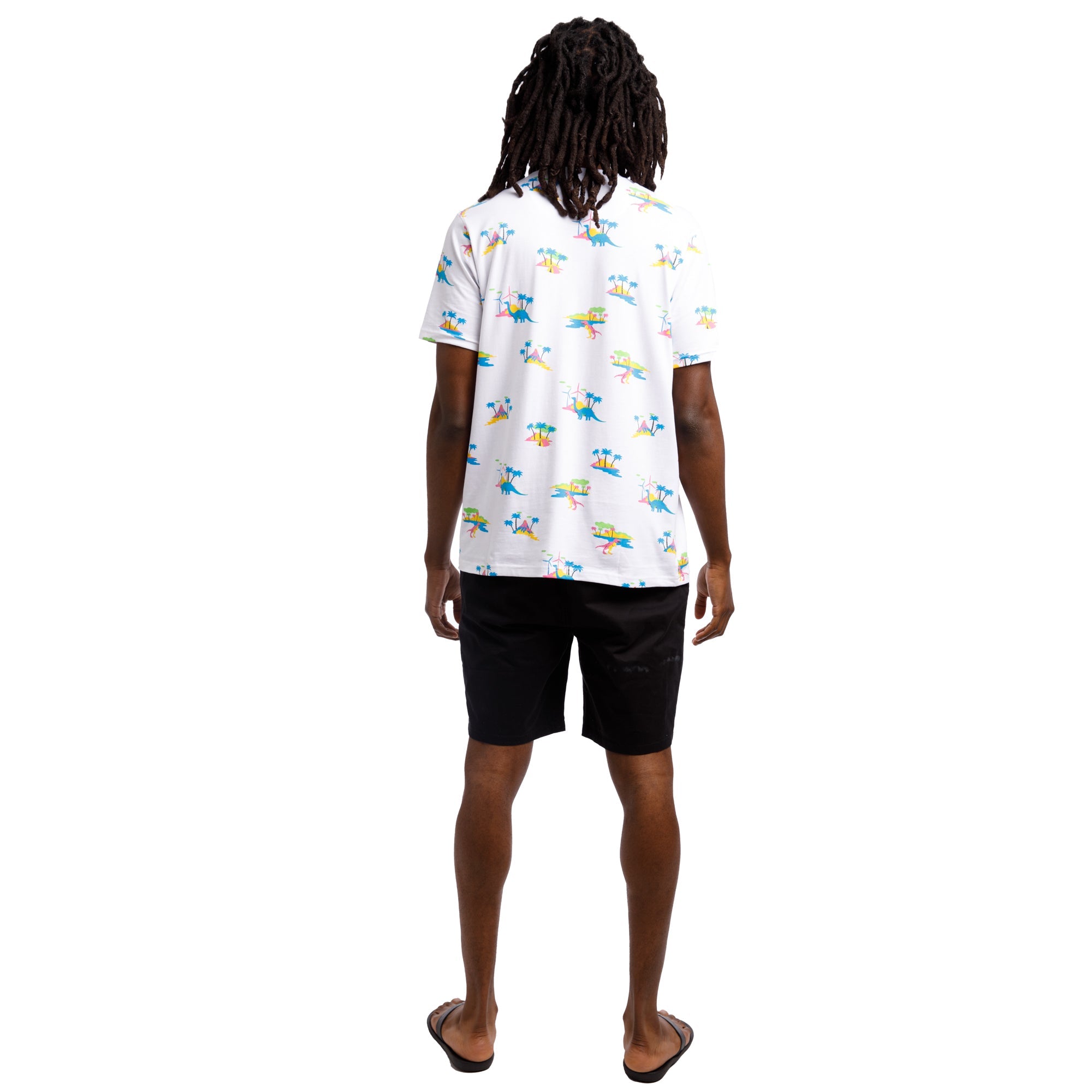 Printed Stretch Short Sleeve Crew Neck Tee | Jurassic Palms