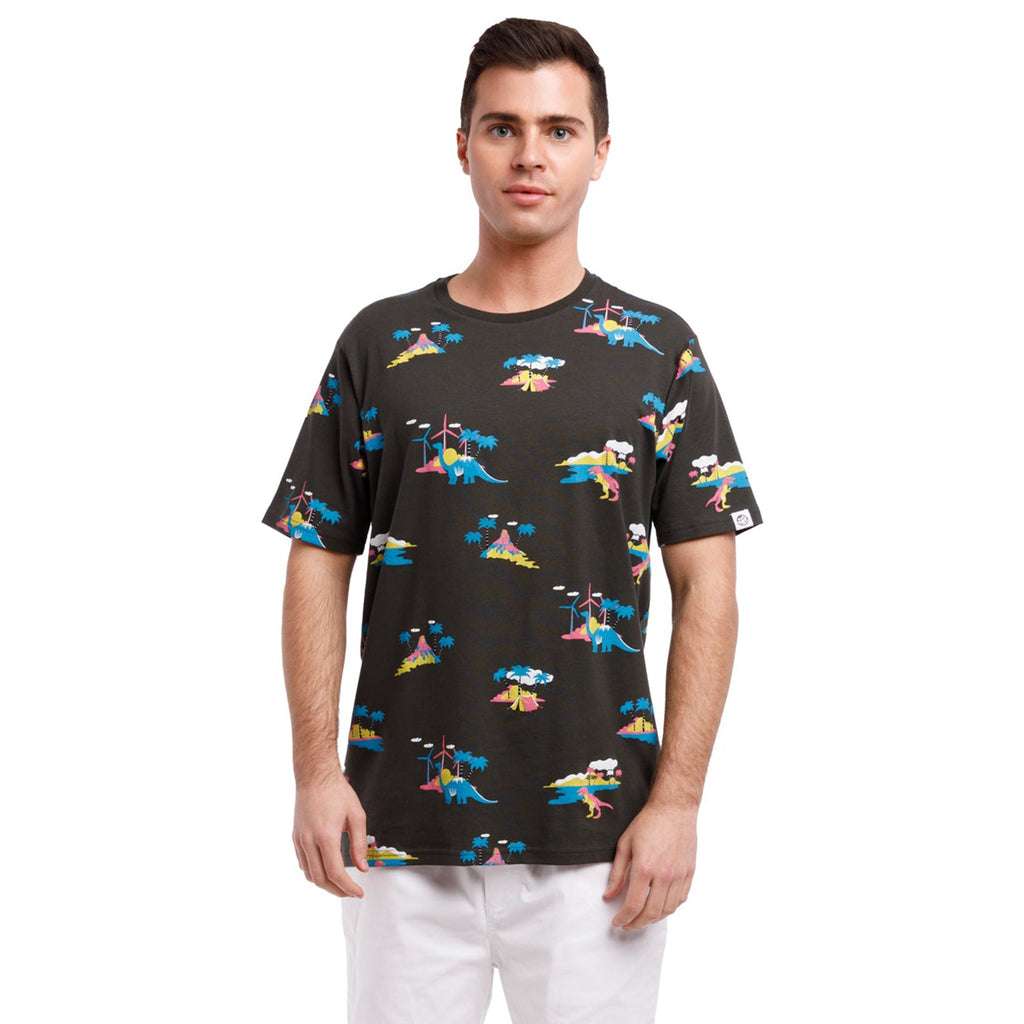 Printed Stretch Short Sleeve Crew Neck Tee | Jurassic Palms