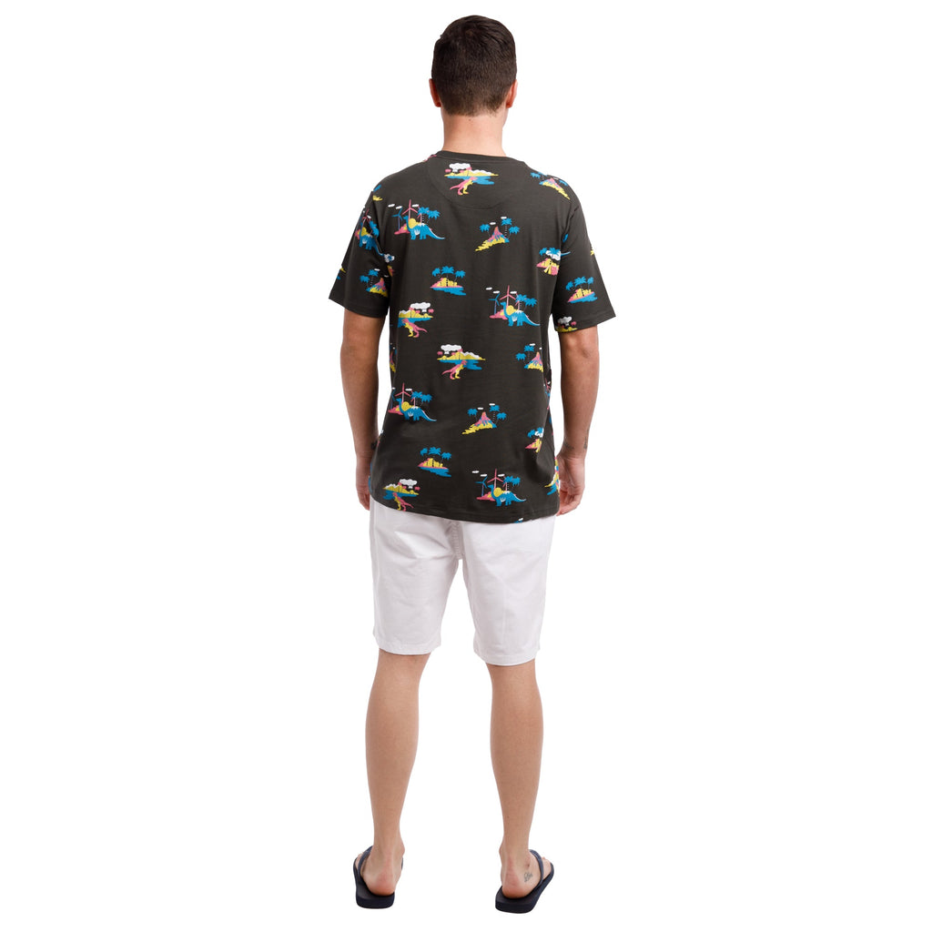 Printed Stretch Short Sleeve Crew Neck Tee | Jurassic Palms