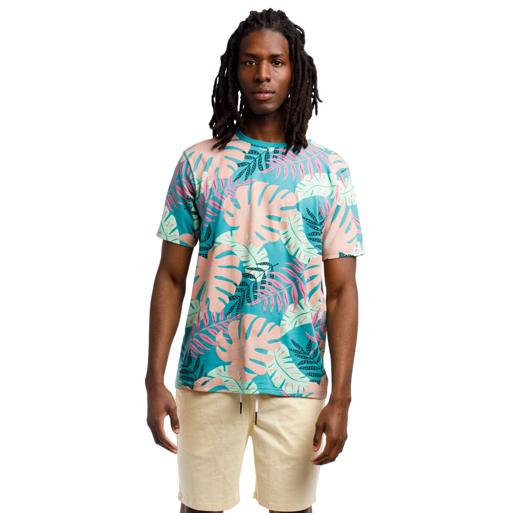 Printed Stretch Short Sleeve Crew Neck Tee | Tropical Forest