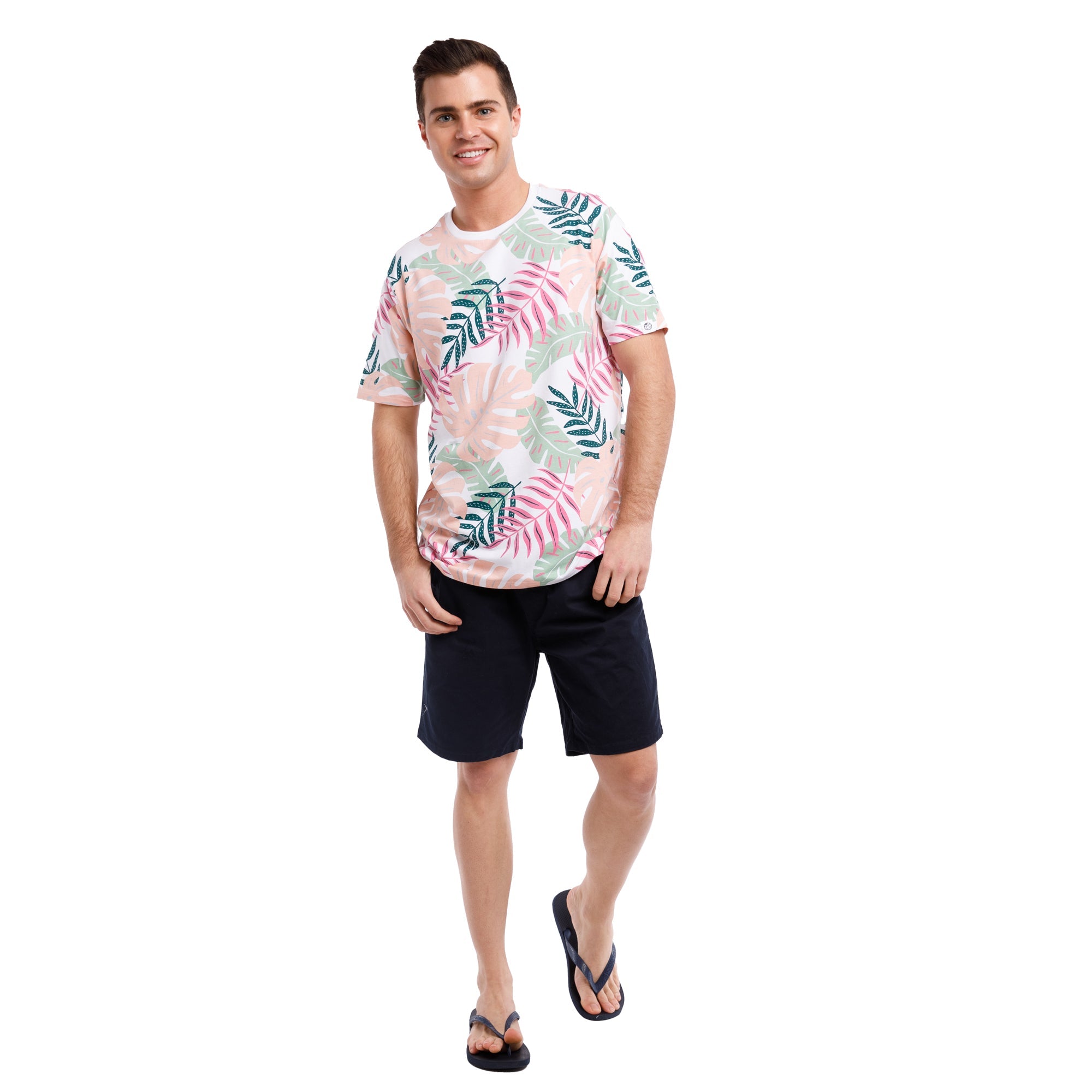 Printed Stretch Short Sleeve Crew Neck Tee | Tropical Forest
