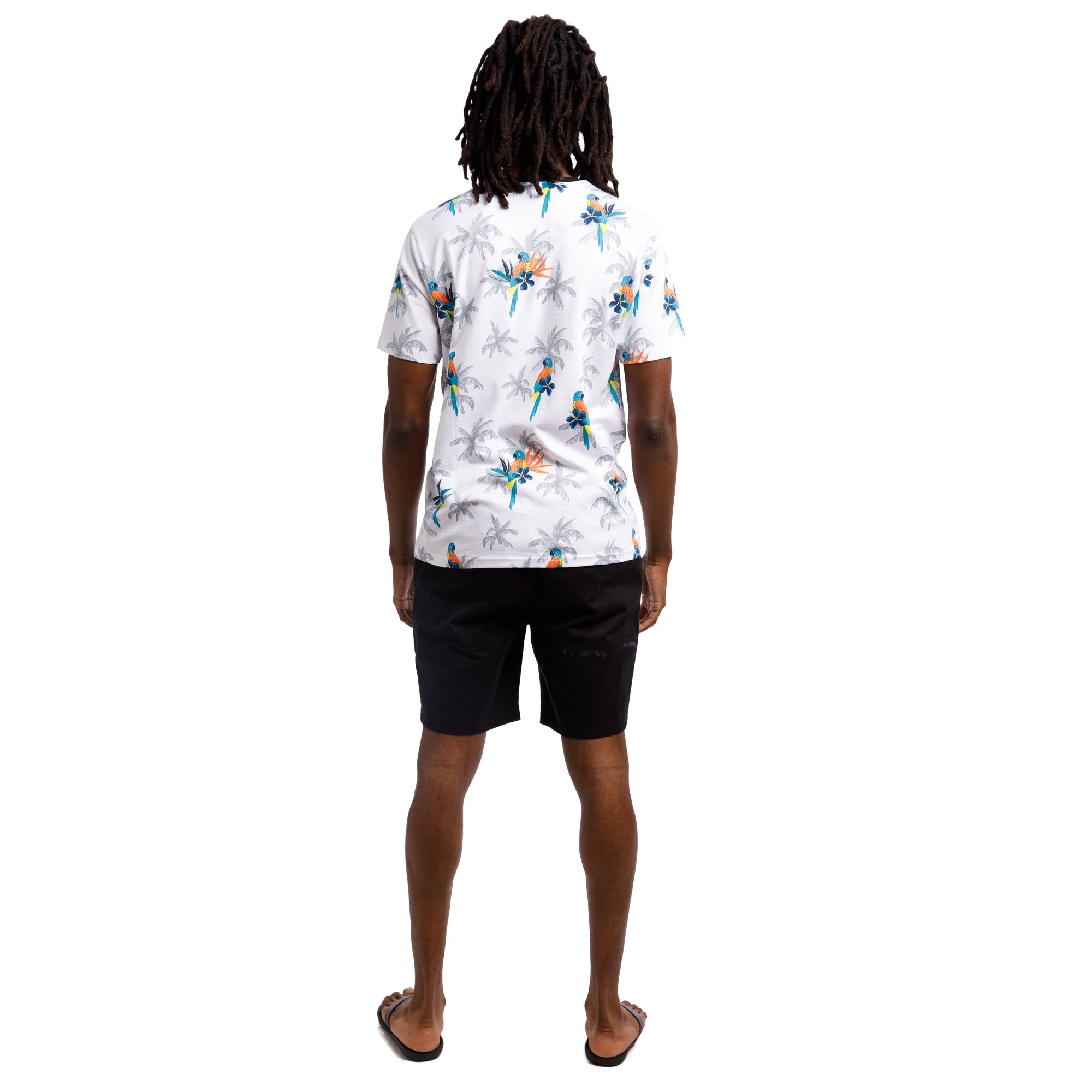 Printed Stretch Short Sleeve Crew Neck Tee | Parrot Paradise