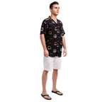 Super Soft Relaxed Printed Short Sleeve Button Up Shirt | Hawaiian Halos