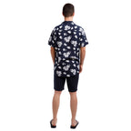 Super Soft Relaxed Printed Short Sleeve Button Up Shirt | Cherry Blossoms