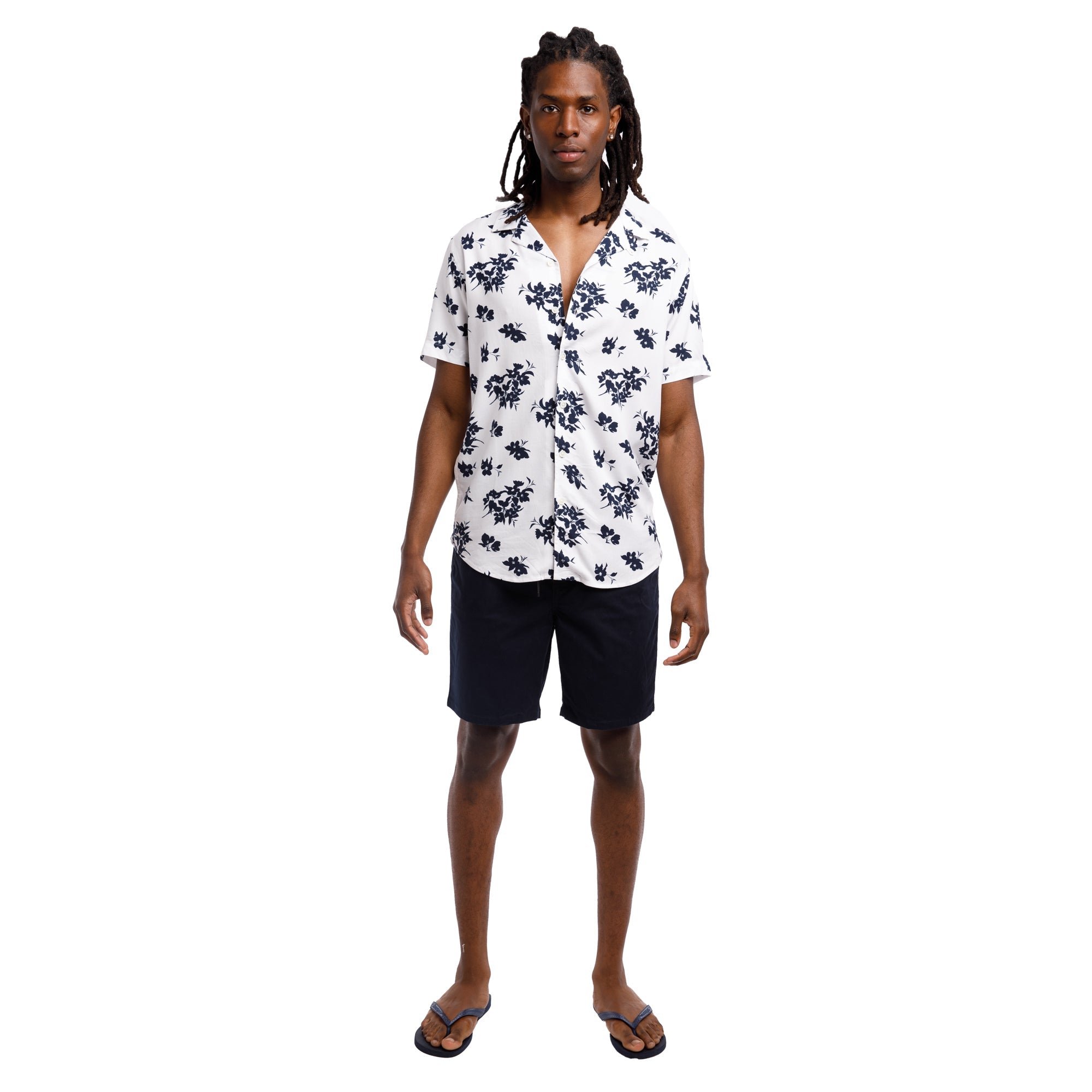 Super Soft Relaxed Printed Short Sleeve Button Up Shirt | Cherry Blossoms