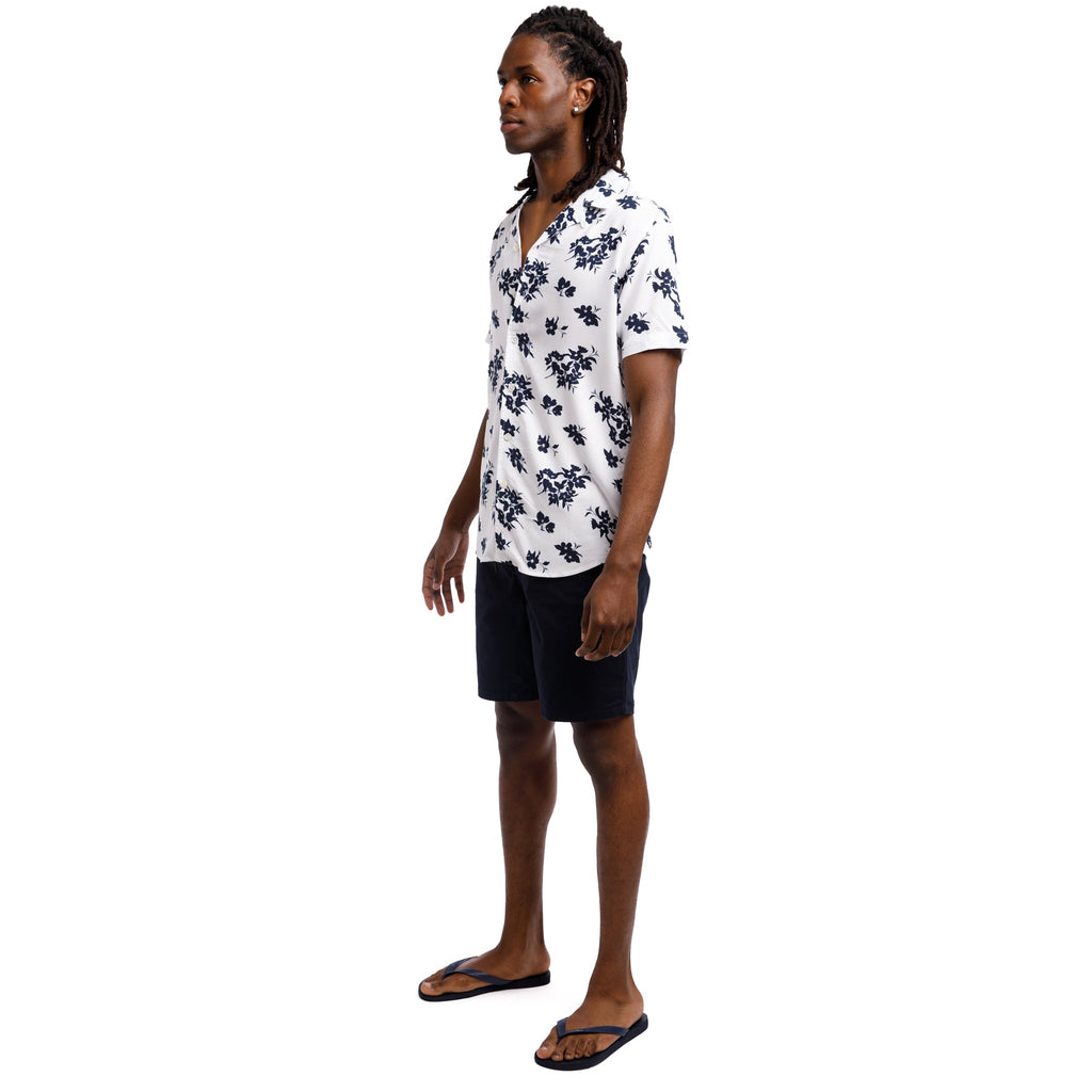 Super Soft Relaxed Printed Short Sleeve Button Up Shirt | Cherry Blossoms