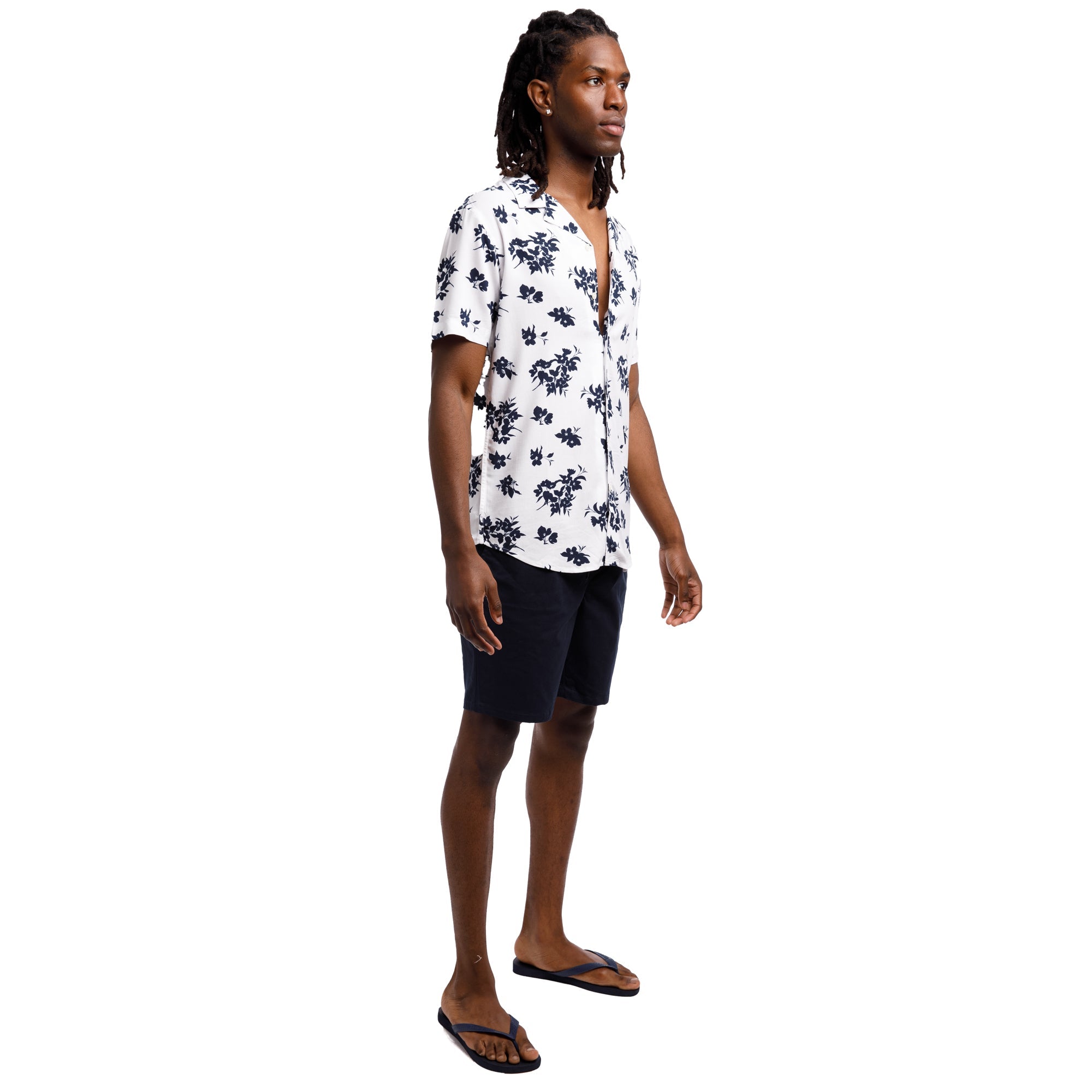 Super Soft Relaxed Printed Short Sleeve Button Up Shirt | Cherry Blossoms