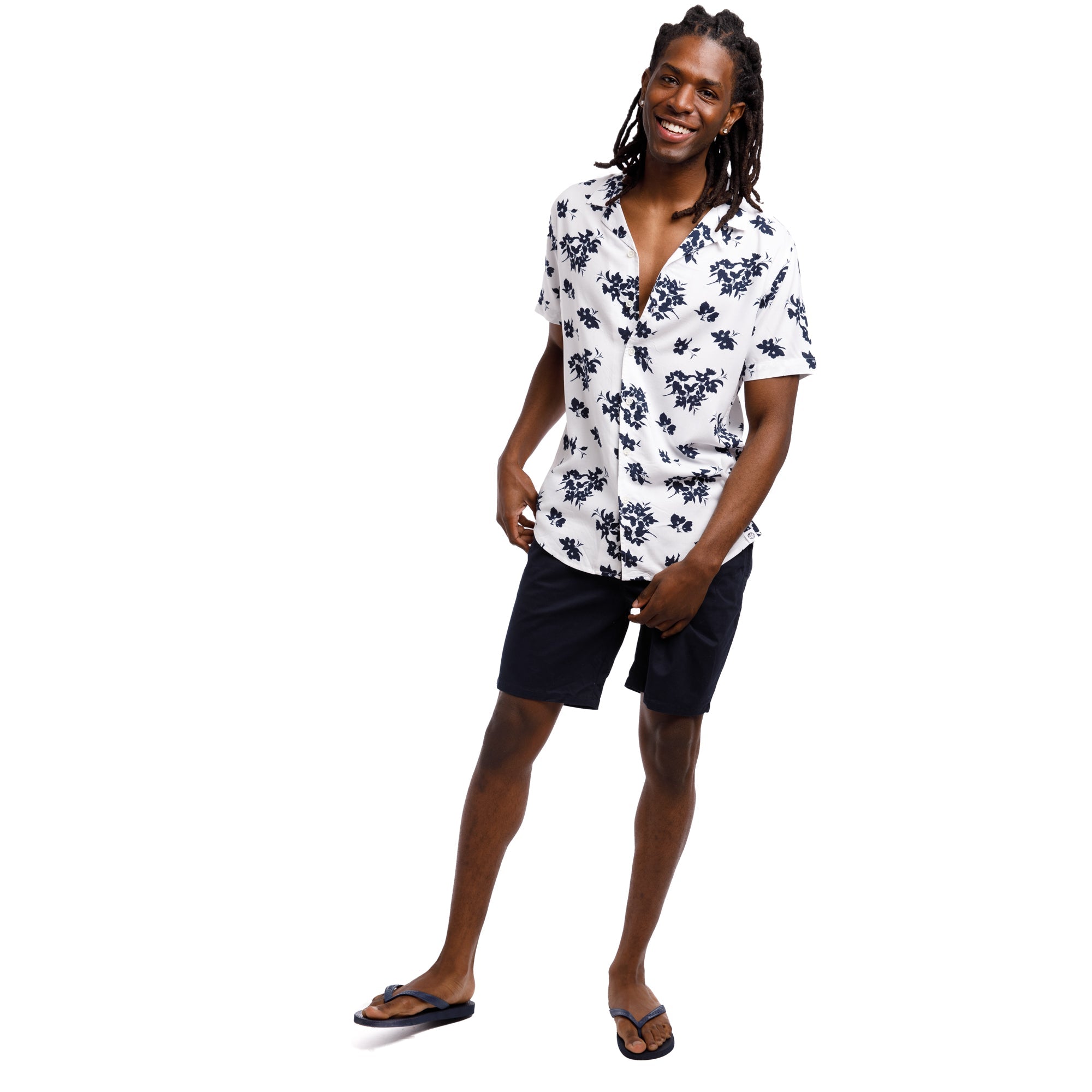 Super Soft Relaxed Printed Short Sleeve Button Up Shirt | Cherry Blossoms