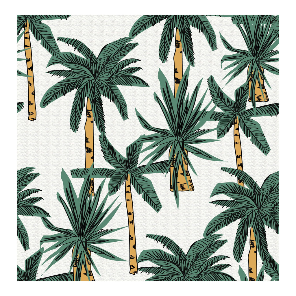 Organic Heather Short Sleeve Printed Crew Neck Tee | Tropical Palms