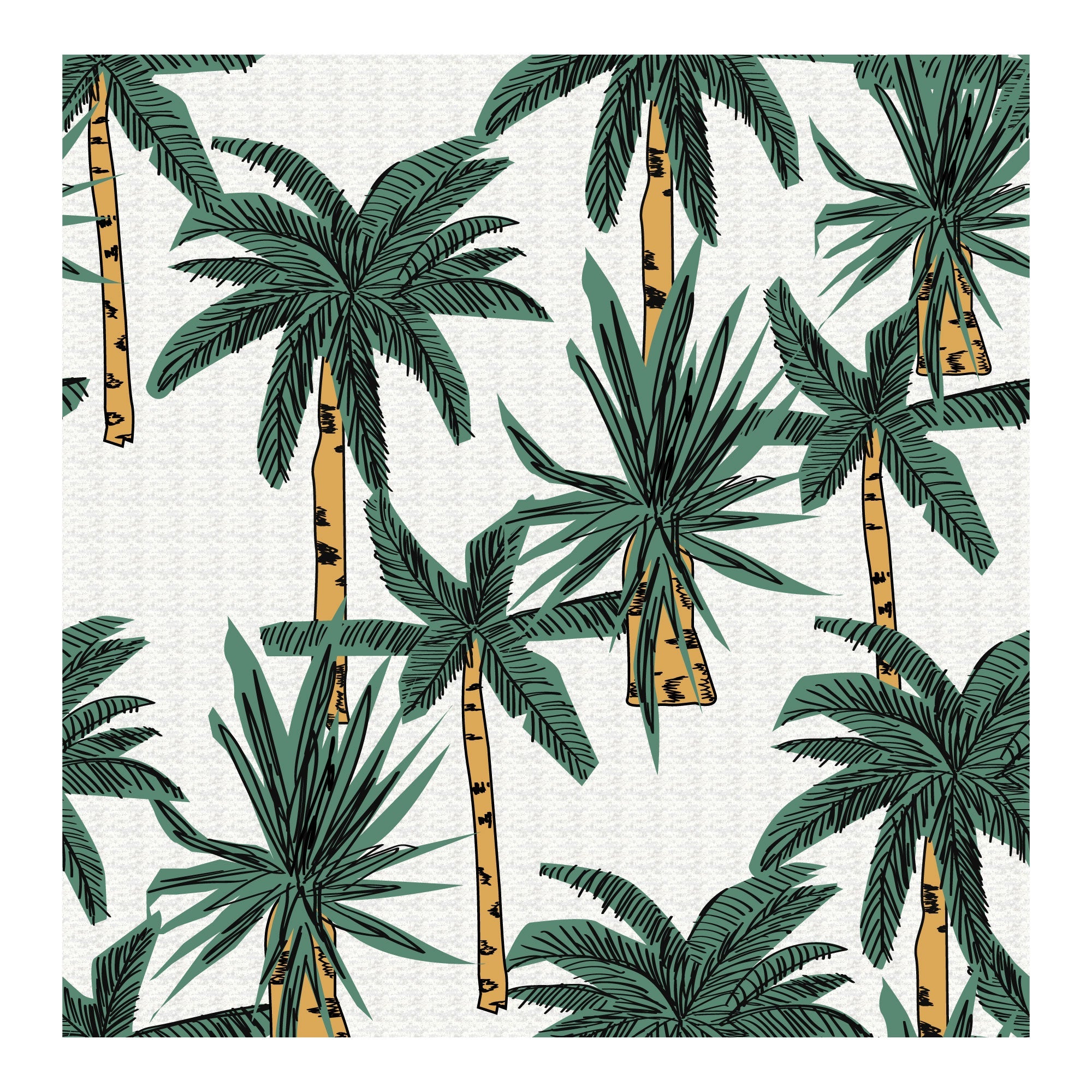 Organic Heather Short Sleeve Printed Crew Neck Tee | Tropical Palms