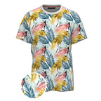 Organic Heather Short Sleeve Printed Crew Neck Tee | Multi Color Leaf